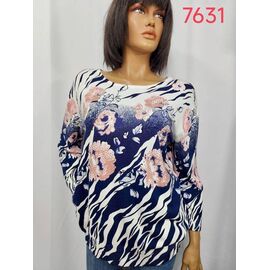 Фотография Свитер женский 7631 navy-pink р.3XL-4XL "LIDA" недорого оптом от прямого поставщика