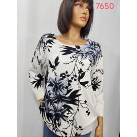 Фотография Свитер женский 7650 white blue р.XL-4XL "LIDA" недорого оптом от прямого поставщика