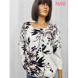 Фотография Свитер женский 7650 white-pink р.XL-4XL "LIDA" недорого оптом от прямого поставщика