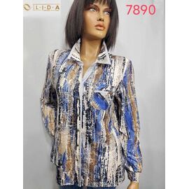 Фотография Рубашка женская 7890 blue р.52-62 "LIDA" недорого оптом от прямого поставщика