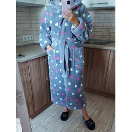 Фотография Халат женский тёплый 151 l.blue р.48-56 "Lindros" недорого оптом от прямого поставщика