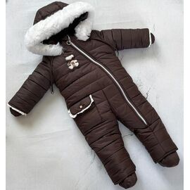 Фотография Комбинезон детский тёплый унисекс 8464 brown р.68-80 "Moda school" недорого оптом от прямого поставщика