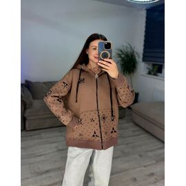 Фотография Кофта спортивная женская тёплая 602-1 brown р.42-48 "VLADISLAVA" недорого оптом от прямого поставщика