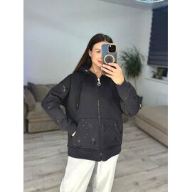 Фотография Кофта спортивная женская тёплая 602-1 d.grey р.42-48 "VLADISLAVA" недорого оптом от прямого поставщика