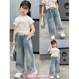 Фотография Джинсы детские на девочку W821 l.blue р.1-5 "Фунтик" недорого оптом от прямого поставщика