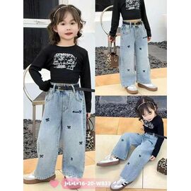 Фотография Джинсы детские на девочку W833 l.blue р.1-5 "Фунтик" недорого оптом от прямого поставщика