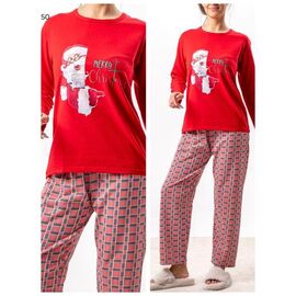 Фотография Пижама тёплая женская 12950 red р.S-2XL "Vehuiah" недорого оптом от прямого поставщика