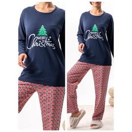 Фотография Пижама тёплая женская 129510 navy р.S-2XL "Vehuiah" недорого оптом от прямого поставщика