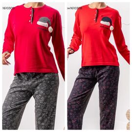 Фотография Пижама тёплая женская 1610308 red р.S-XL "Vehuiah" недорого оптом от прямого поставщика