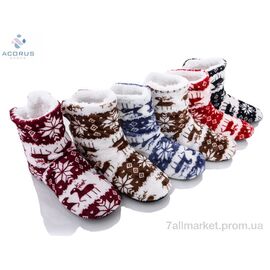 Фотография Тапки женские для дома зима A117 mix (12 пар р.28-33) "Acorus" недорого оптом от прямого поставщика
