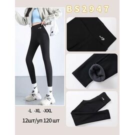Фотография Лосины женские тёплые B52947 black р.L-2XL "Hoan" недорого оптом от прямого поставщика