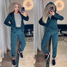 Фотография Костюм спортивный женский тёплый 6047 green р.42-50 "LINDA" недорого оптом от прямого поставщика