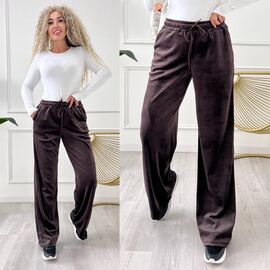 Штани спортивні жіночі 6050-1 brown р.42-48 "LINDA" недорого оптом від прямого постачальника