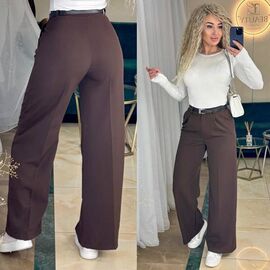 Жіночі штани 9054 brown р.42-48 "LINDA" недорого оптом від прямого постачальника