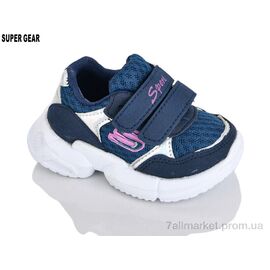 Фотография Кроссовки детские модные Весна/осень 00666 navy (12 пар р.20-25) "Super Gear" недорого оптом от прямого поставщика
