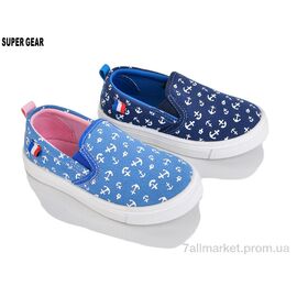 Фотография Слипоны детские без шнурков Весна/осень SG1281 mix (12 пар р.22-27) "Super Gear" недорого оптом от прямого поставщика