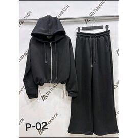 Костюм спортивний жіночий теплий P02 black р.S-L "Met&March" недорого оптом від прямого постачальника