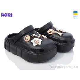 Фотография Кроксы женские летние Лето Progress 152-2-8 чорний (6 пар р.36-40) "Roks" недорого оптом от прямого поставщика