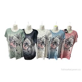 Фотография Футболка женская Лето M661 mix (4 шт. р.сетка 54-60) "Sport style" недорого оптом от прямого поставщика