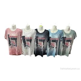 Фотография Футболка женская Лето M666 mix (4 шт. р.сетка 54-60) "Sport style" недорого оптом от прямого поставщика