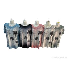 Фотография Футболка женская Лето M659 mix (4 шт. р.сетка 54-60) "Sport style" недорого оптом от прямого поставщика