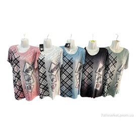 Фотография Футболка женская Лето M663 mix (4 шт. р.сетка 54-60) "Sport style" недорого оптом от прямого поставщика