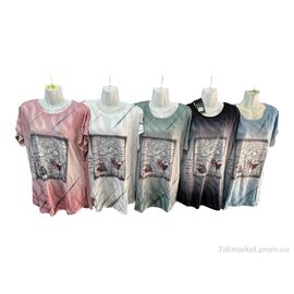 Фотография Футболка женская Лето M670 mix (4 шт. р.сетка 54-60) "Sport style" недорого оптом от прямого поставщика