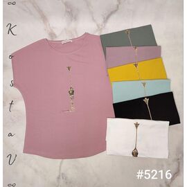 Фотография Футболка женская 5216 mix р.46-50 "Kosta" недорого оптом от прямого поставщика