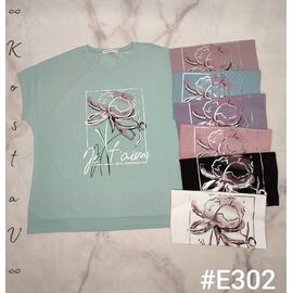 Фотография Футболка женская E302 mix р.50-54 "Kosta" недорого оптом от прямого поставщика