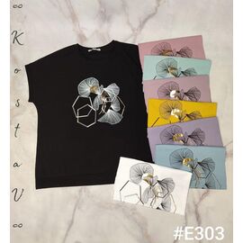 Фотография Футболка женская E303 mix р.50-54 "Kosta" недорого оптом от прямого поставщика