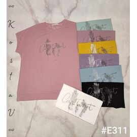 Фотография Футболка женская E311 mix р.50-54 "Kosta" недорого оптом от прямого поставщика