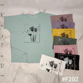 Фотография Футболка женская F202 mix р.54-60 "Kosta" недорого оптом от прямого поставщика