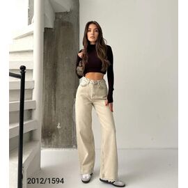 Фотография Джинсы женские 2012-1594 beige р.34-40 "Jeans Style" недорого оптом от прямого поставщика