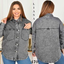 Сорочка жіноча 470 grey р.2XL-5XL "Beki" недорого оптом від прямого постачальника