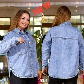 Сорочка жіноча 534 l.blue р.2XL-5XL "Beki" недорого оптом від прямого постачальника