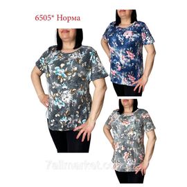 Футболка  жіноча стильна р-ри M-4XL (мікс кв) "NICOLAS" недорого від прямого постачальника