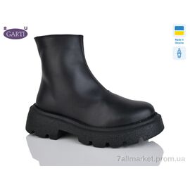 Черевики жіночі стильні Весна/осінь 6725 чорна шкіра байка (6 пар р.36-40) "Garti" недорого оптом від прямого постачальника