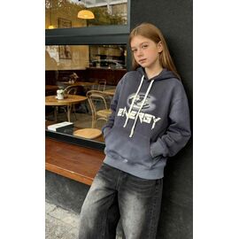 Фотография Худи детский на девочку 8053 d.grey р.150-180 "Yalisi" недорого оптом от прямого поставщика