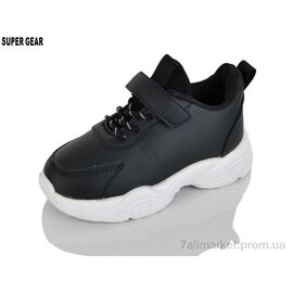 Фотография Кроссовки детские модные Весна/осень 0779-1 black (6 пар р.26-31) "Super Gear" недорого оптом от прямого поставщика