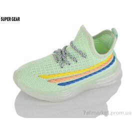 Фотография Кроссовки детские модные Лето 0081B-3 green (12 пар р.26-31) "Super Gear" недорого оптом от прямого поставщика