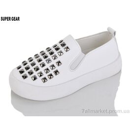 Фотография Слипоны детские без шнурков Весна/осень A02-729 white (10 пар р.27-31) "Super Gear" недорого оптом от прямого поставщика