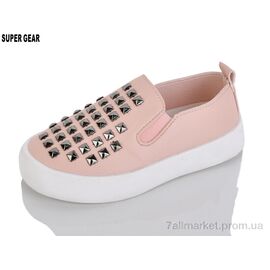 Фотография Слипоны детские без шнурков Весна/осень A03-729 pink (10 пар р.27-31) "Super Gear" недорого оптом от прямого поставщика