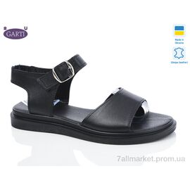 Фотография Босоножки женские летние Лето 140 чорна шкіра (6 пар р.36-40) "Garti" недорого оптом от прямого поставщика