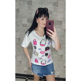 футболка жіноча Kyz09 white р.S-L "BAMBIN" недорого оптом від прямого постачальника