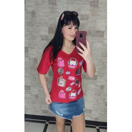 футболка жіноча Kyz09 wine р.S-L "BAMBIN" недорого оптом від прямого постачальника