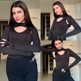 Светр жіночий 1533 black р.42-48 "BONJOUR" недорого оптом від прямого постачальника