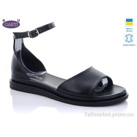 Фотография Босоножки женские летние Лето 82 чёрная кожа (6 пар р.36-41) "Garti" недорого оптом от прямого поставщика