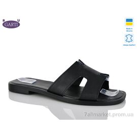 Шльопанці жіночі полегшені Літо 64 чорна шкіра (6 пар р.36-40) "Garti" недорого оптом від прямого постачальника