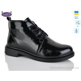 Фотография Ботинки женские стильные Весна/осень 291 чорний лак (6 пар р.36-40) "Garti" недорого оптом от прямого поставщика