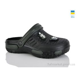 Фотография Кроксы детские летние Лето CD48 чорний-хакі (6 пар р.36-41) "DeMur" недорого оптом от прямого поставщика